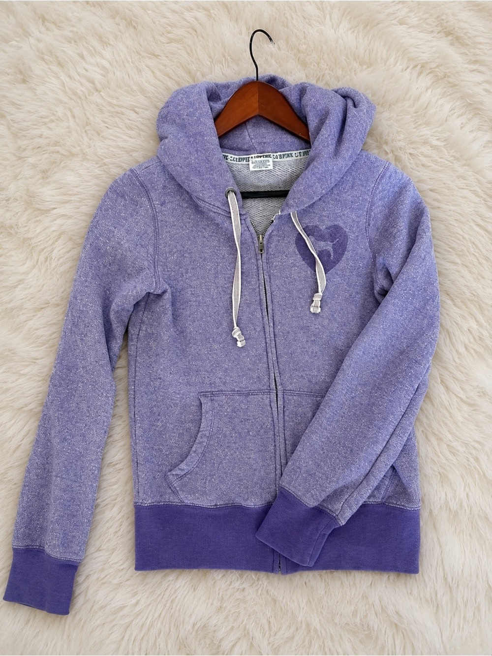 Y2K PINK Victoria’s Secret Lavender Hoodie Soft Girl Zip Up S